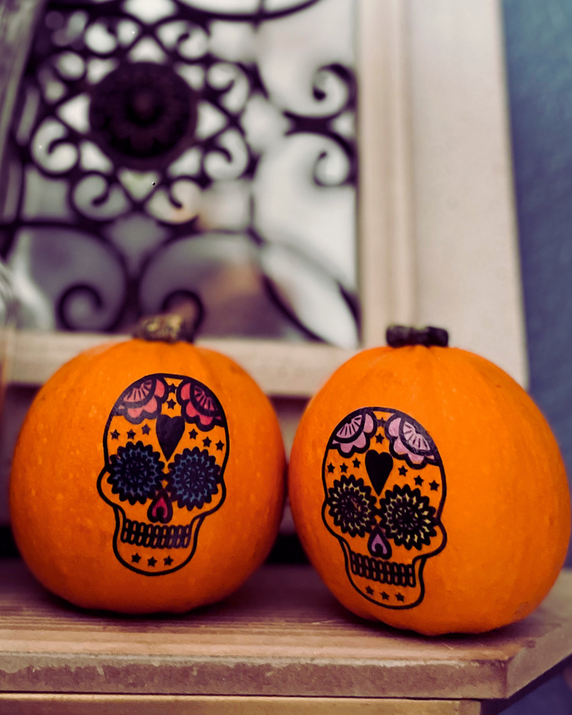 6 CT Painted Día de Muertos - Day of the Dead Painted Pumpkins