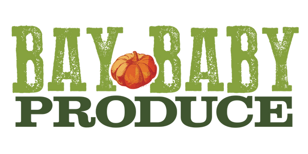 Logo of Bay Baby Produce with a pumpkin icon on a white background